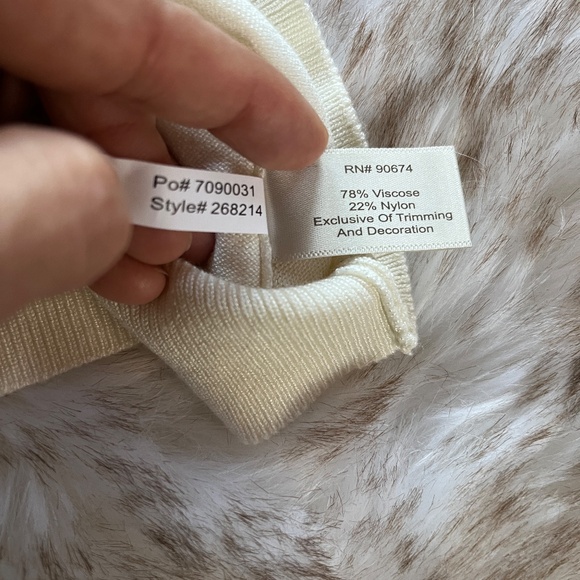 Boston Proper Cream Color Embroidered 3/4 Length Sleeve Sweater - Picture 7 of 7